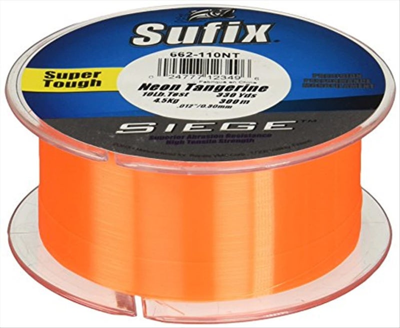 Sufix Siege 330-Yards Spool Size Fishing Line (Tangerine, 10-Pound)